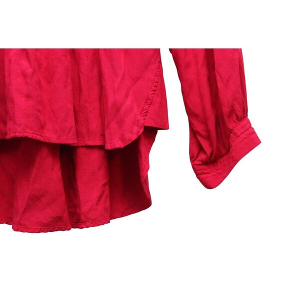 Sundance Blouse Top Petite Medium Pin Tuck Pleated Long Sleeve Half Button Flowy - Picture 6 of 12